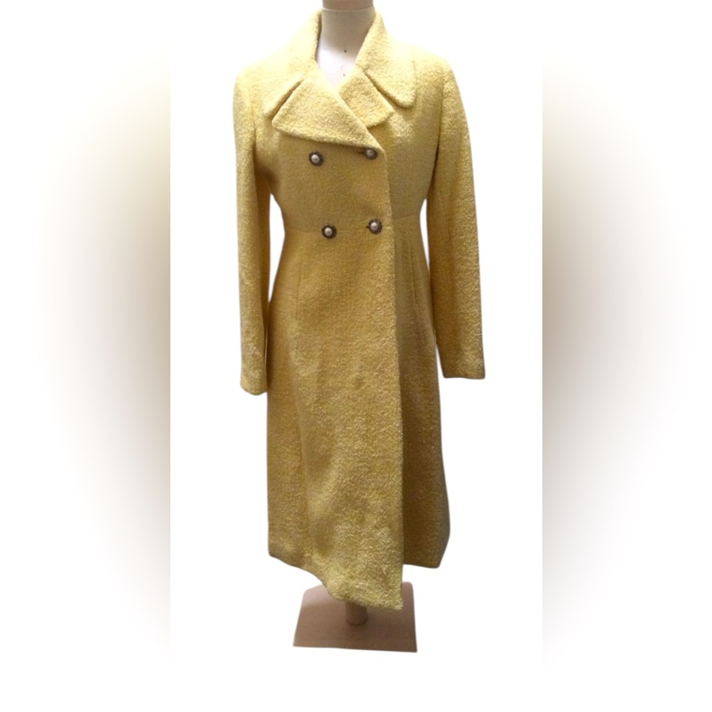 Chic Double-Breasted Yellow Coat